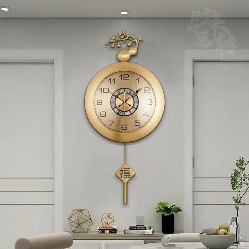 简约时尚大气上档客厅轻奢黄铜静音挂钟