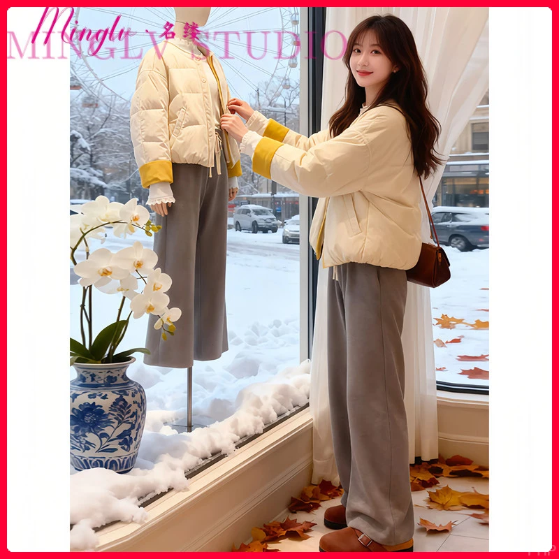 名缕品牌设计感外套2026秋冬新款韩系拼色棉服女宽松百搭保暖棉服