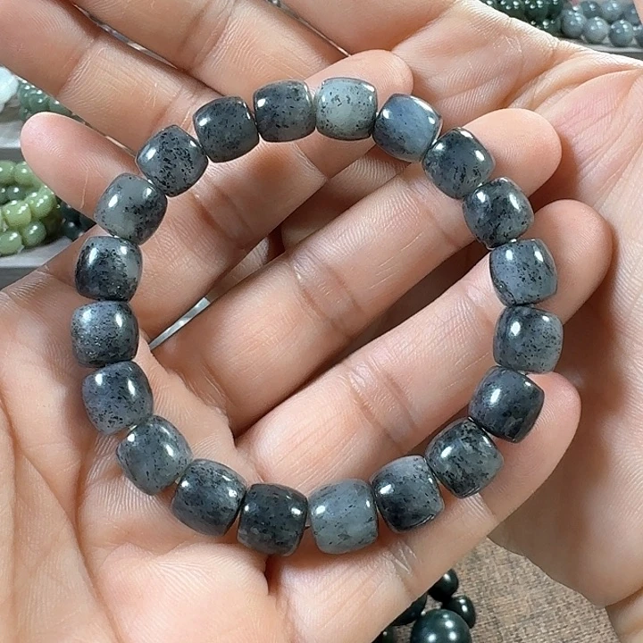 和田玉手链未镶嵌新疆青花直切卡10