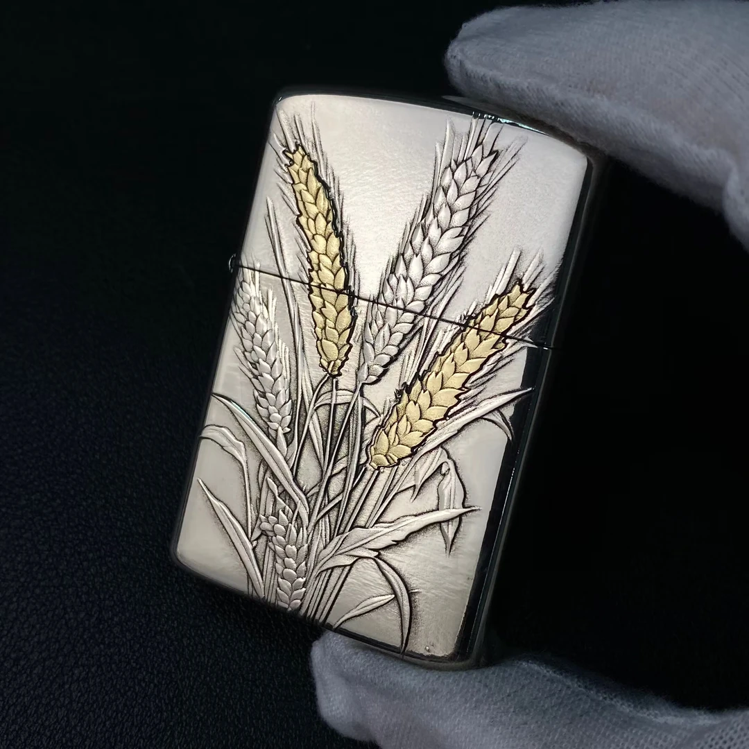 ZORRO【麦穗】佐罗纯银白铜二代盔甲镶嵌丰收打火机加厚穗穗平安