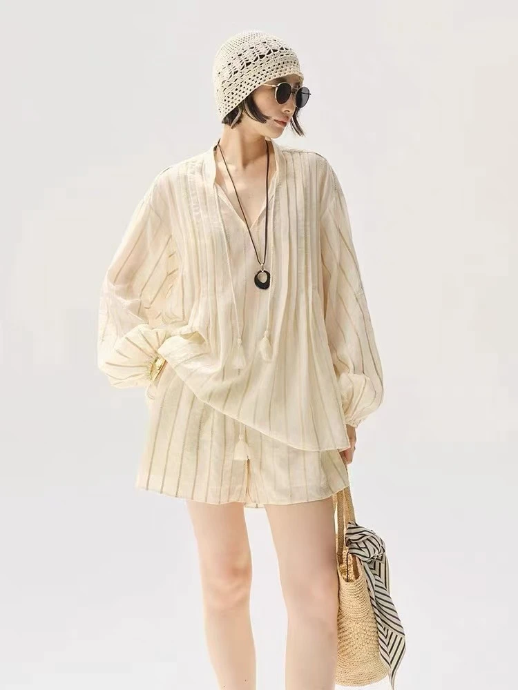 天然麻料防晒套装 夏季小众设计款