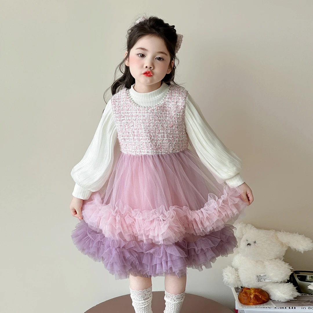 女童连衣裙秋装2025新款儿童洋气时髦两件套女宝宝秋季公主裙套装