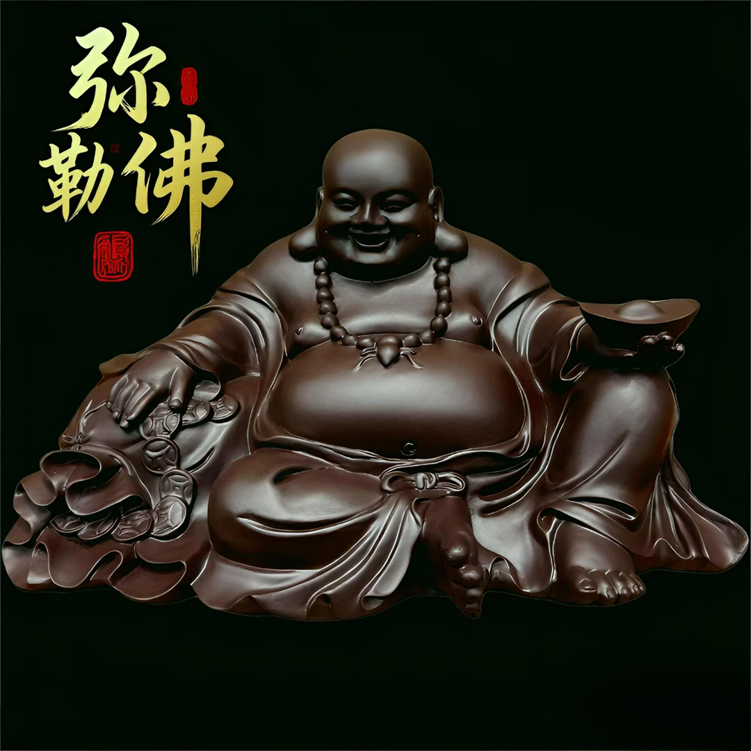 中号【弥勒佛】雕刻摆件佛茶宠居家菩萨紫观音如来桌面弥勒关公笑佛