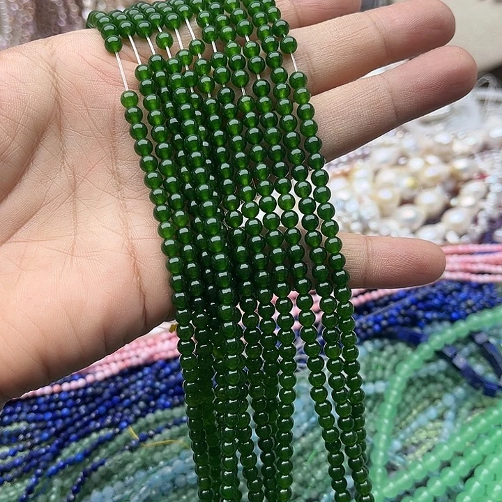 玛瑙/玉髓未镶嵌珠宝半成品一条4mm左右碧玉