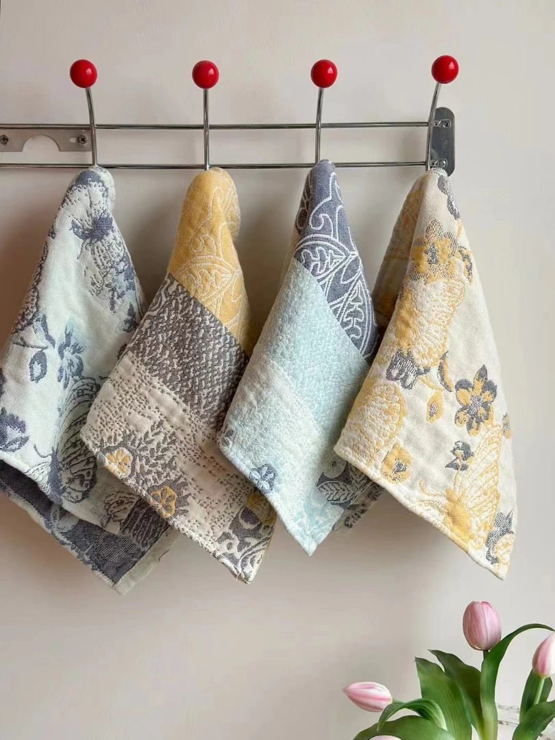 宠粉福利！纱布提花小方巾丰收系列柔软亲肤 4条装