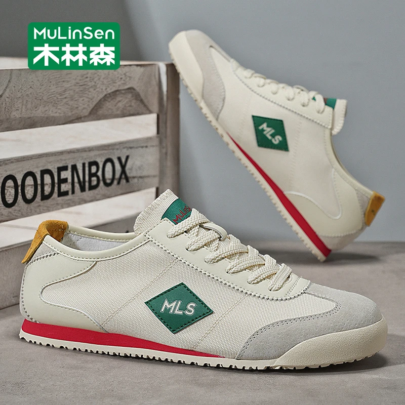木林森帆布鞋男款2025新款秋季透气薄款德训鞋运动阿甘休闲板鞋男