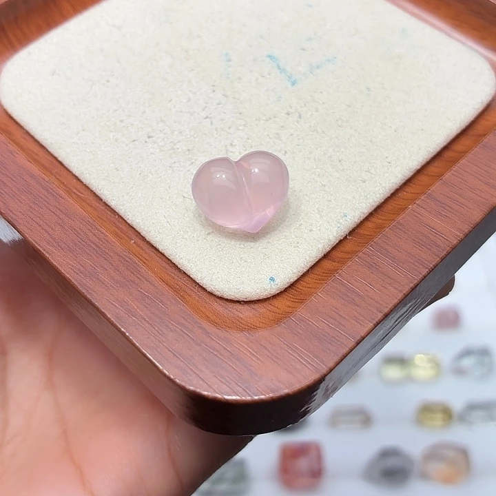 水晶珠宝半成品银S925镶嵌粉水屁桃打孔定制不退换