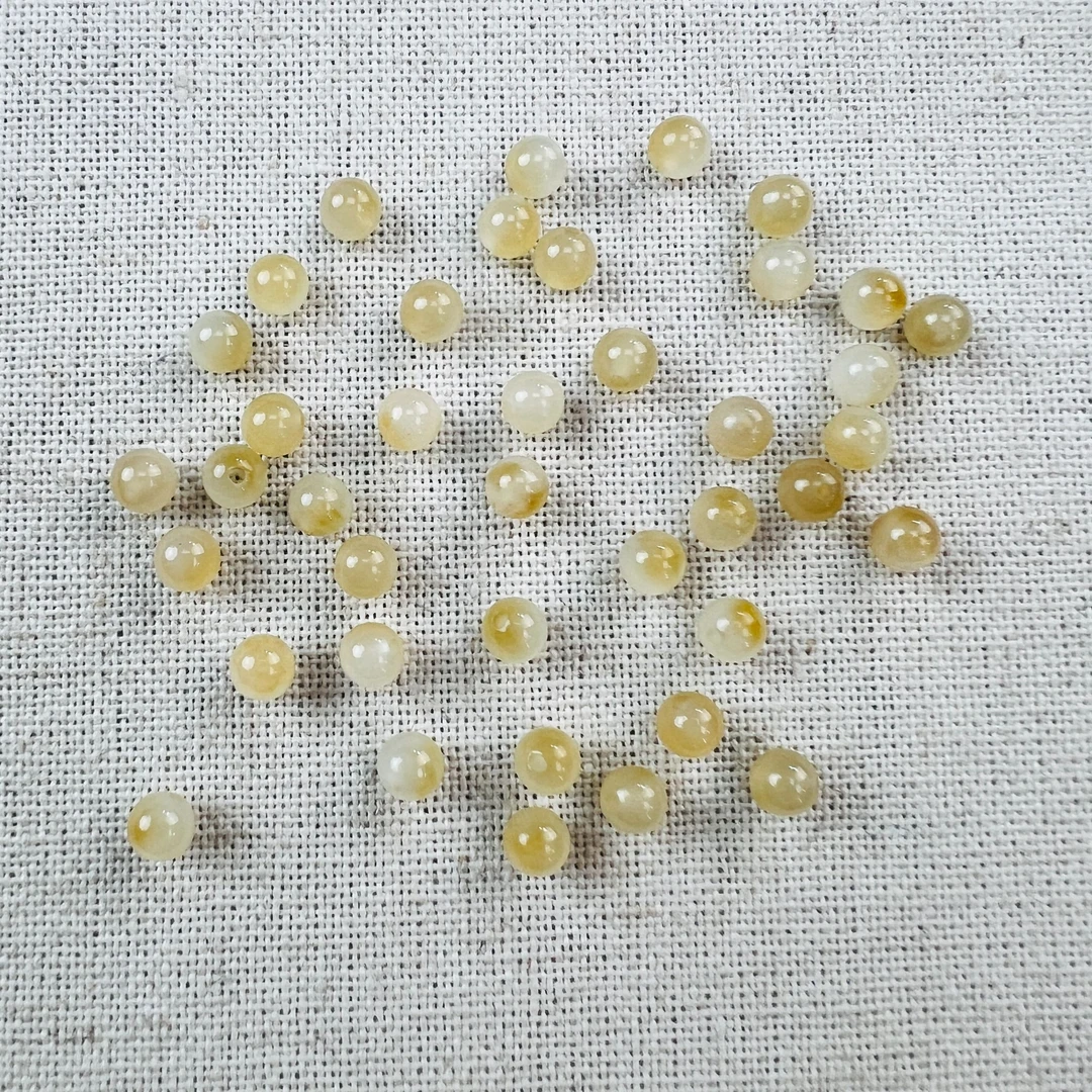 4mm和田玉糖玉金山糖白圆珠【10颗】多样性发货-HT2315