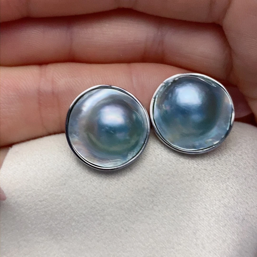 【闪购商品】拼合珍珠（马贝珠）耳饰银S925镶嵌