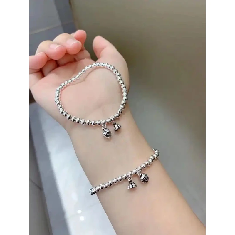 足银手链 足银两世欢并蒂莲手链CL085