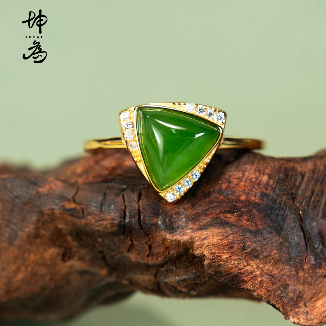 坤为 · 衔青 · 碧玉&S925银 戒指 可调节·11*5mm（多样性发其一）