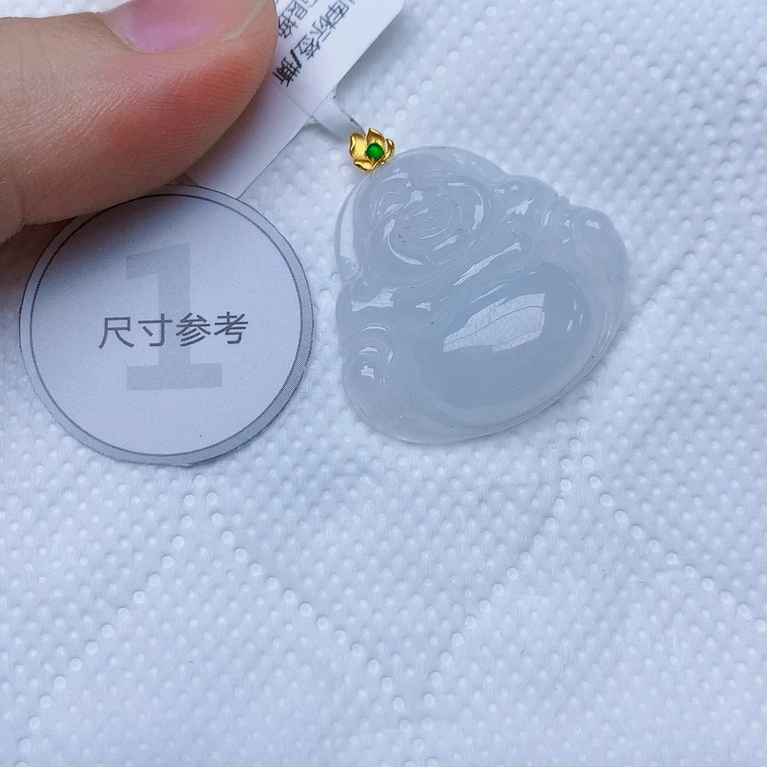 翡翠18K金镶嵌颈饰天然A货翡翠