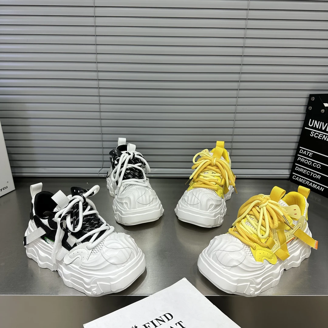 MANGNIER/网红爆款潮鞋春夏透气网面拼接超轻底厚底休闲百搭板鞋