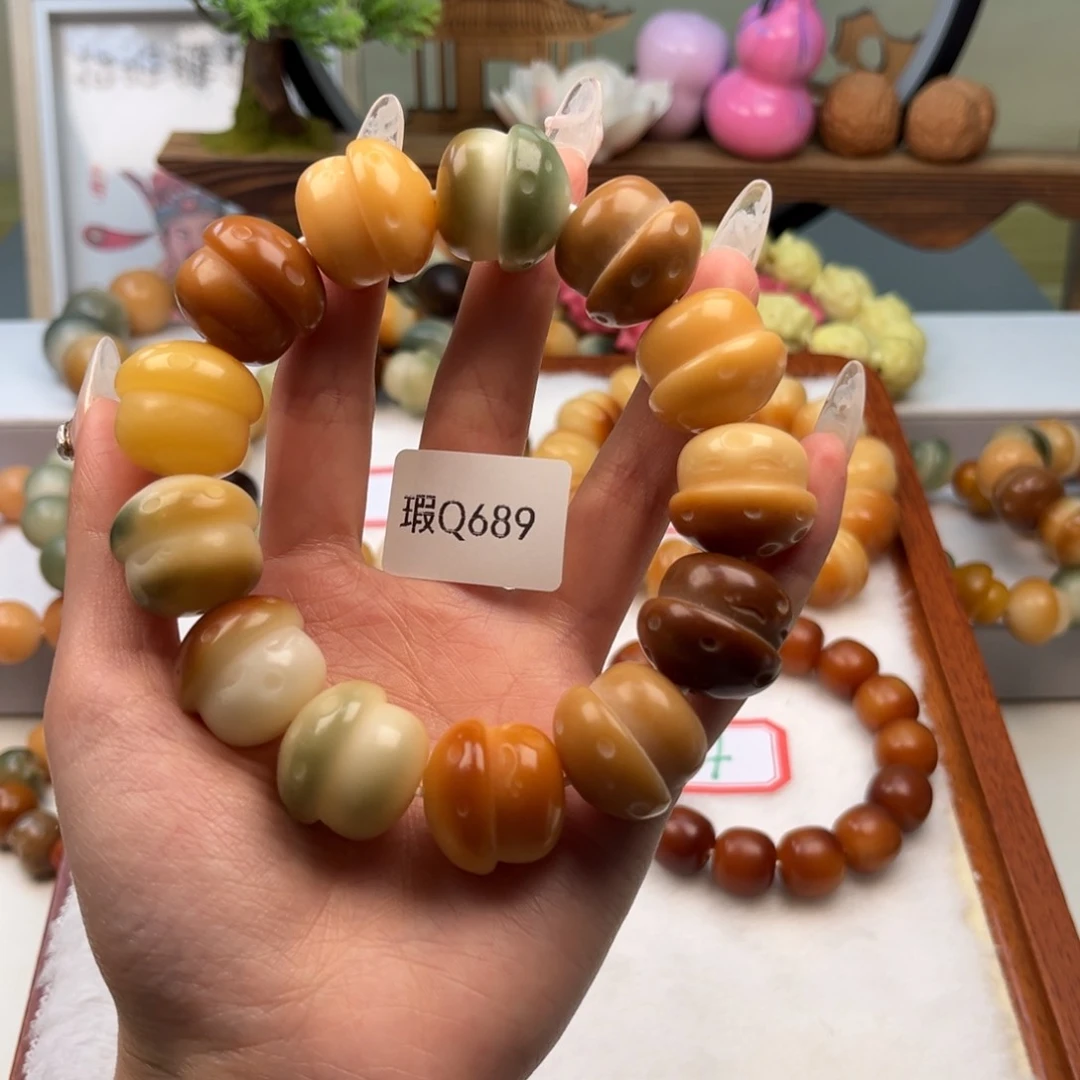 菩提根/象牙果手串20mm瑕蘑菇一串q689