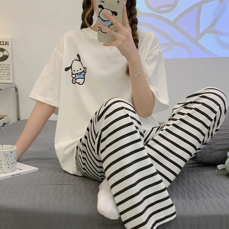 【纯棉短长合集】夏季薄款短袖宽松休闲网红卡通印花家居服睡衣套装