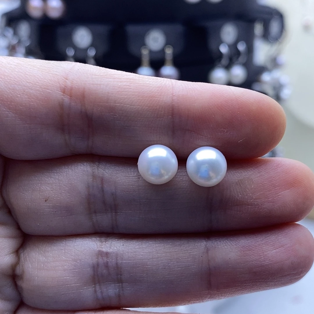 银S925镀金镶嵌淡水珍珠耳饰