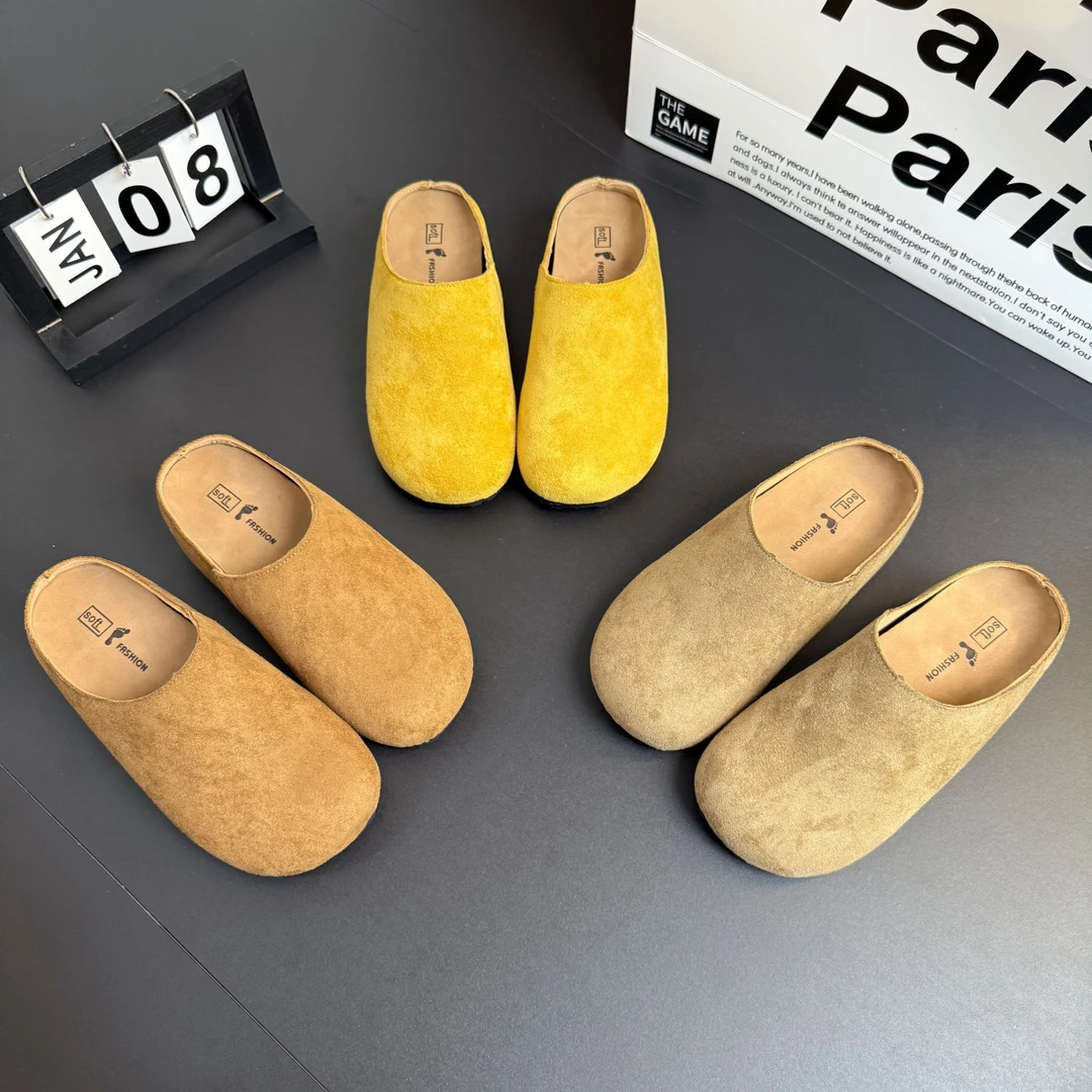 春夏极简风百搭净版小土豆复古半包内增高韩版勃肯拖鞋欧若风女