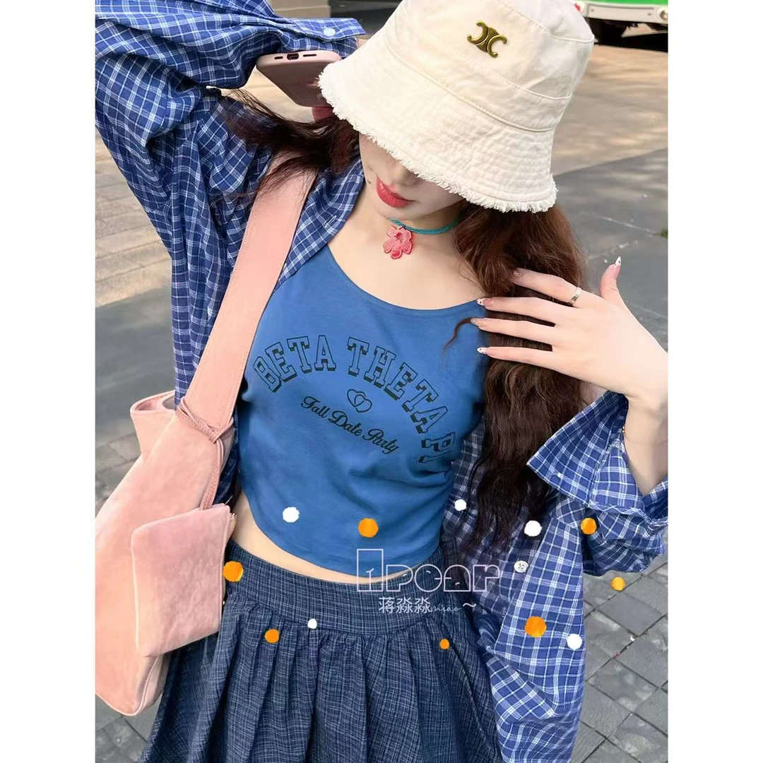 Apear♥无印画贴~韩系时尚简约百搭防走光设计图案吊带背心