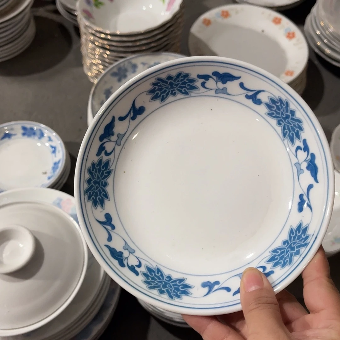 醴陵高温瓷老厂瓷微瑕群力窝盘15厘米