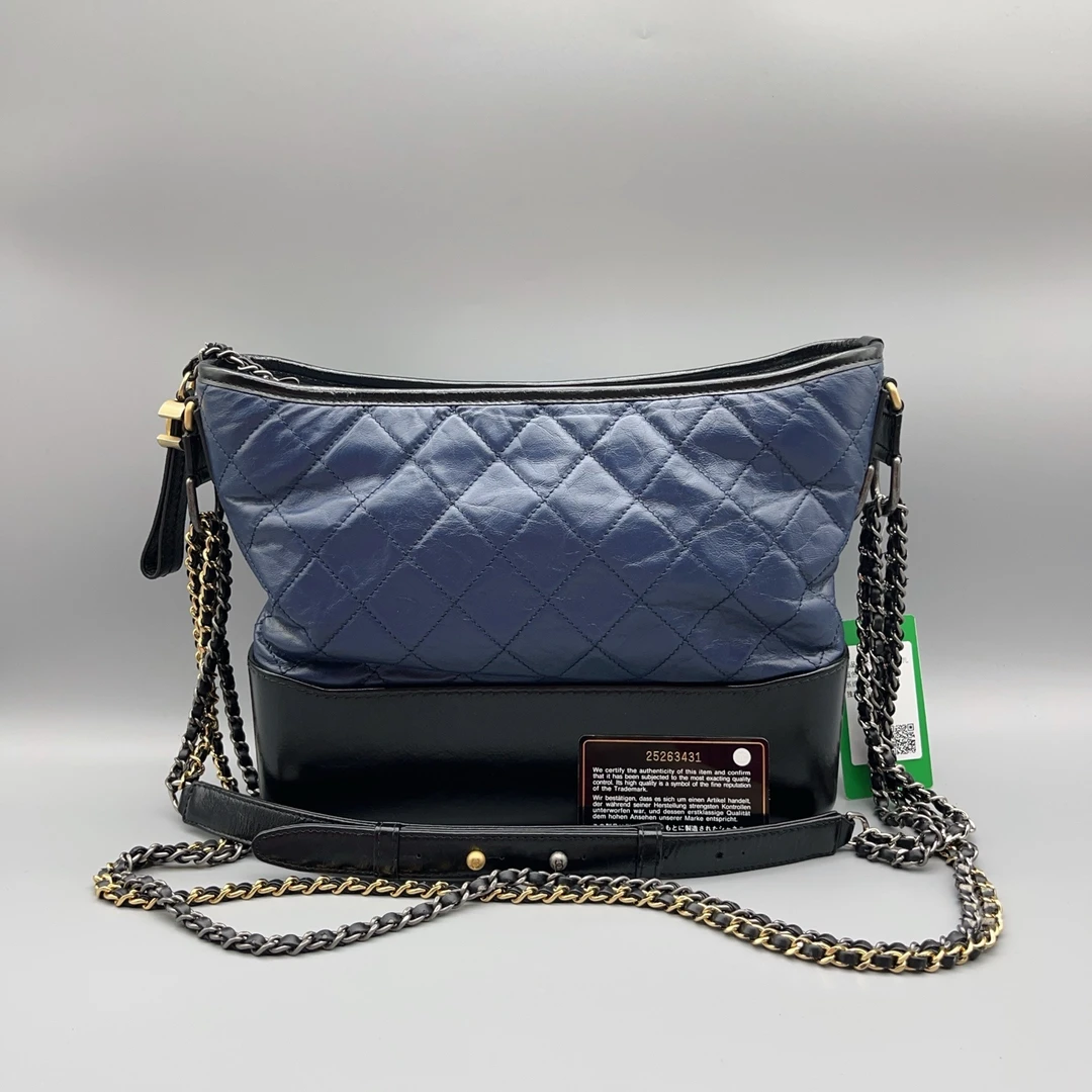 95新 Chanel/香奈儿 蓝色大号25开 流浪单肩包 1625 2904