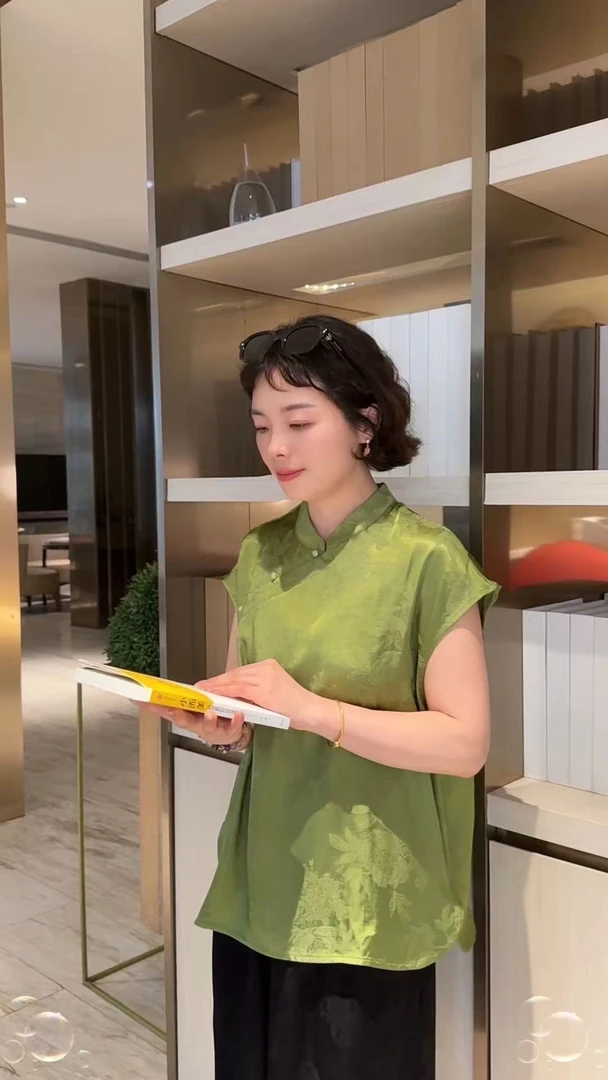 【圆纹绿影 墨紫含香】秋纱2025早秋新品提常规唐风新中式马甲