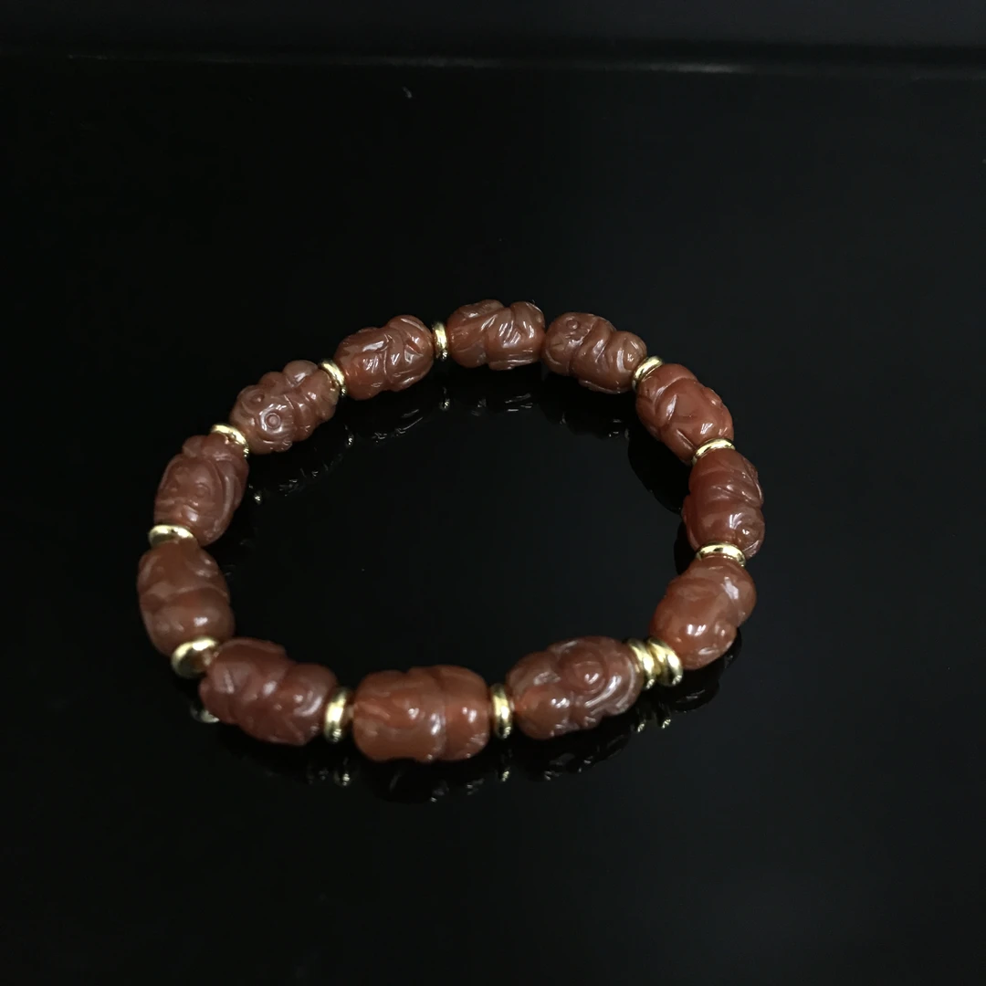 清代玛瑙三不猴珠串/555112/收藏/传承/【友谊文物商店】