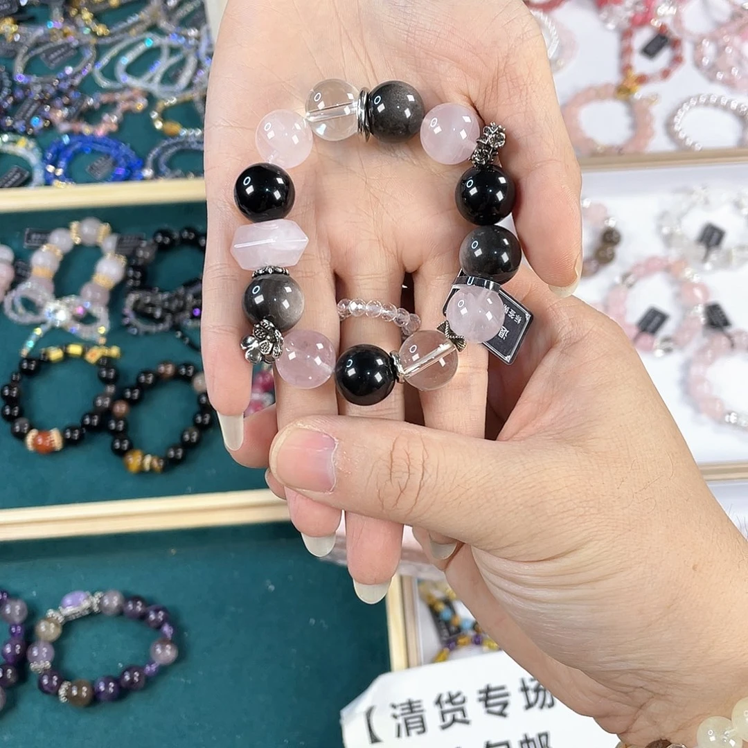 水晶手链银S925镀金镶嵌