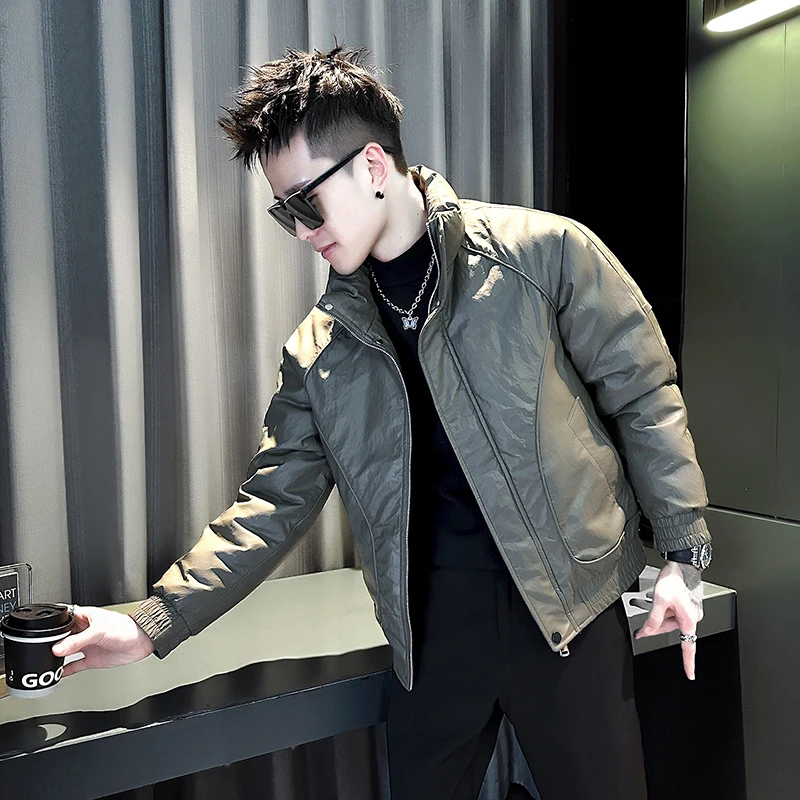 潮牌解构pu皮棉衣外套男冬季潮流加厚保暖立领袄子高级感休闲棉服