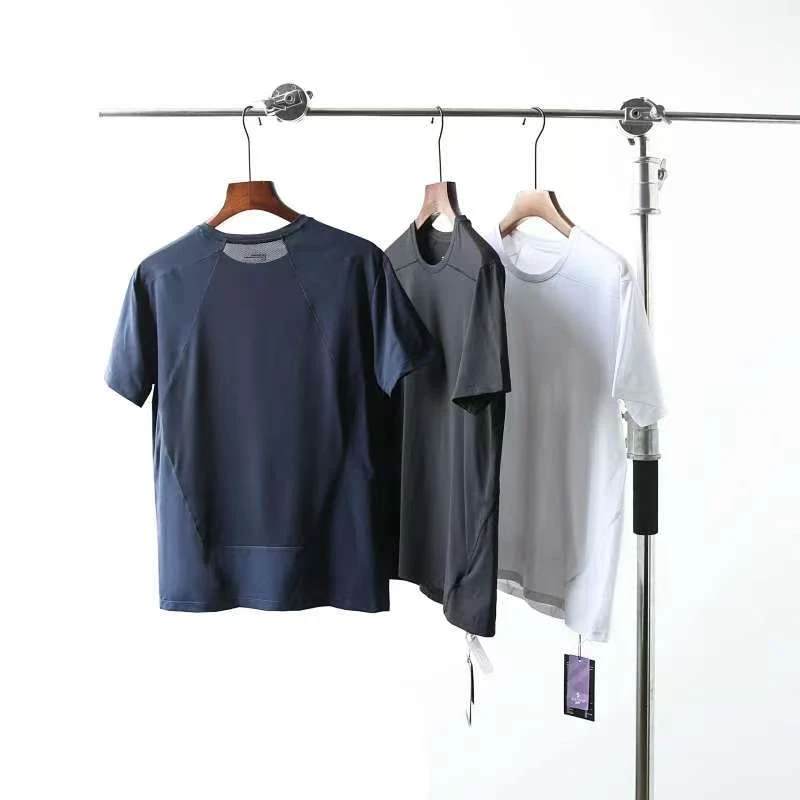 2025夏季凉感冰丝男装夏季休闲运动跑步速干弹力透气T恤短袖2506