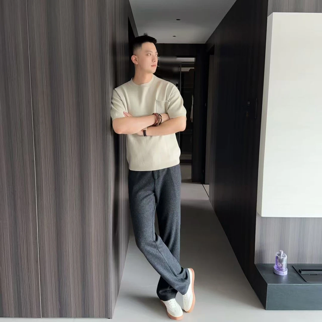 【Z*家嵿奢羊毛混纺】秋季男士合体直筒垂顺高端羊毛混纺休闲裤