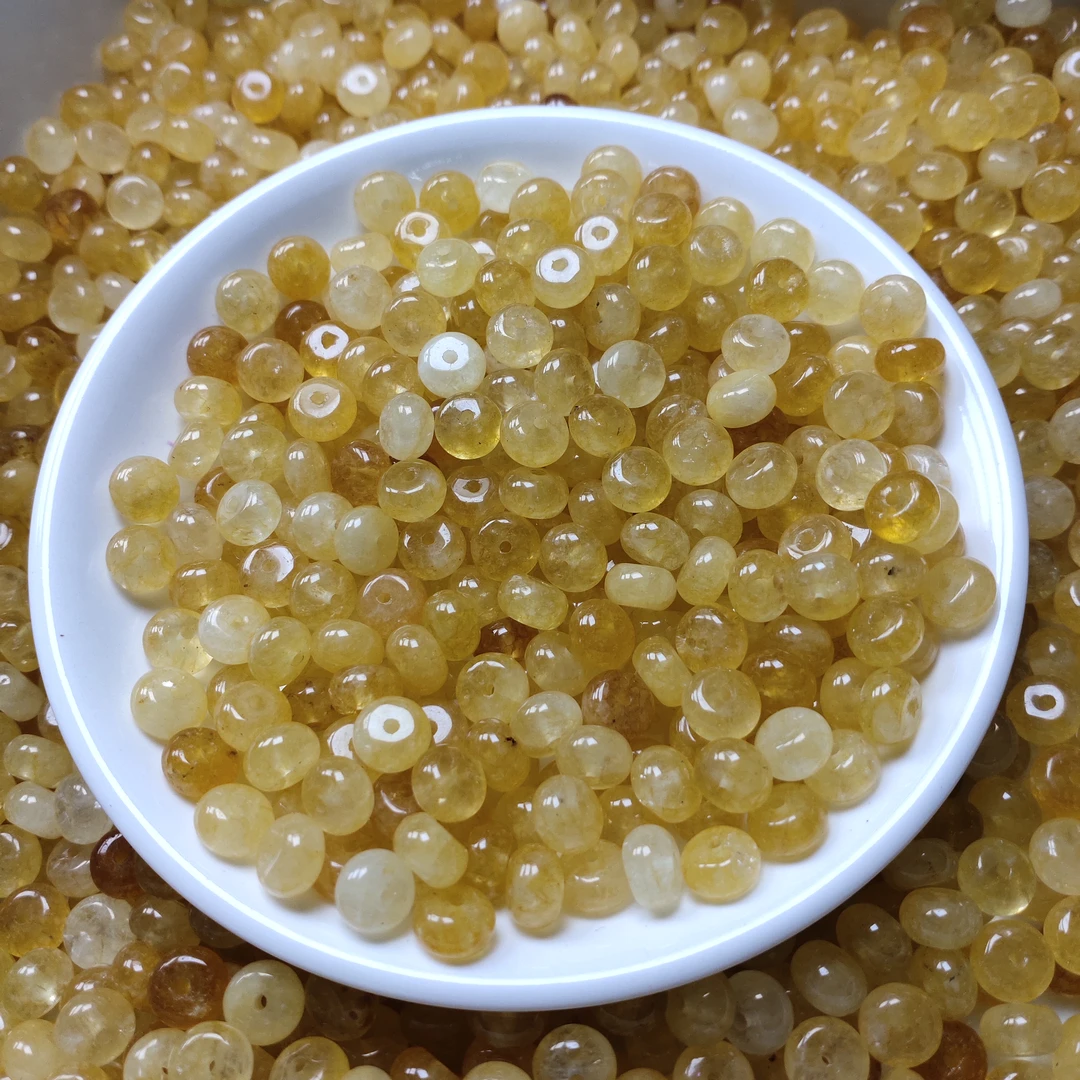 散珠W1843 金丝雀碧玺算盘8*4MM*25颗