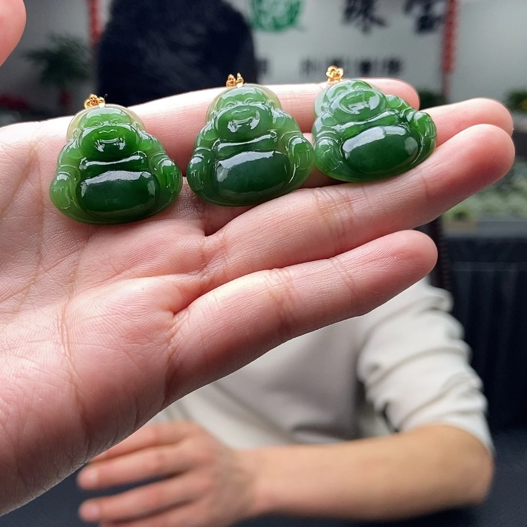 和田玉颜色多样性发拍一发一18K金镶嵌