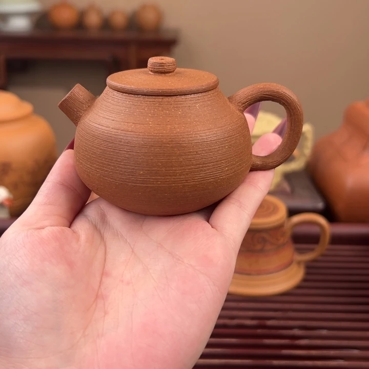 茶壶紫砂桃花泥仿陶艺巨轮珠130cc