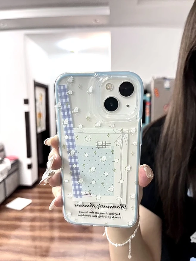 格纹标签碎花适用苹果16Promax新款15手机壳14创意13简约12保护套