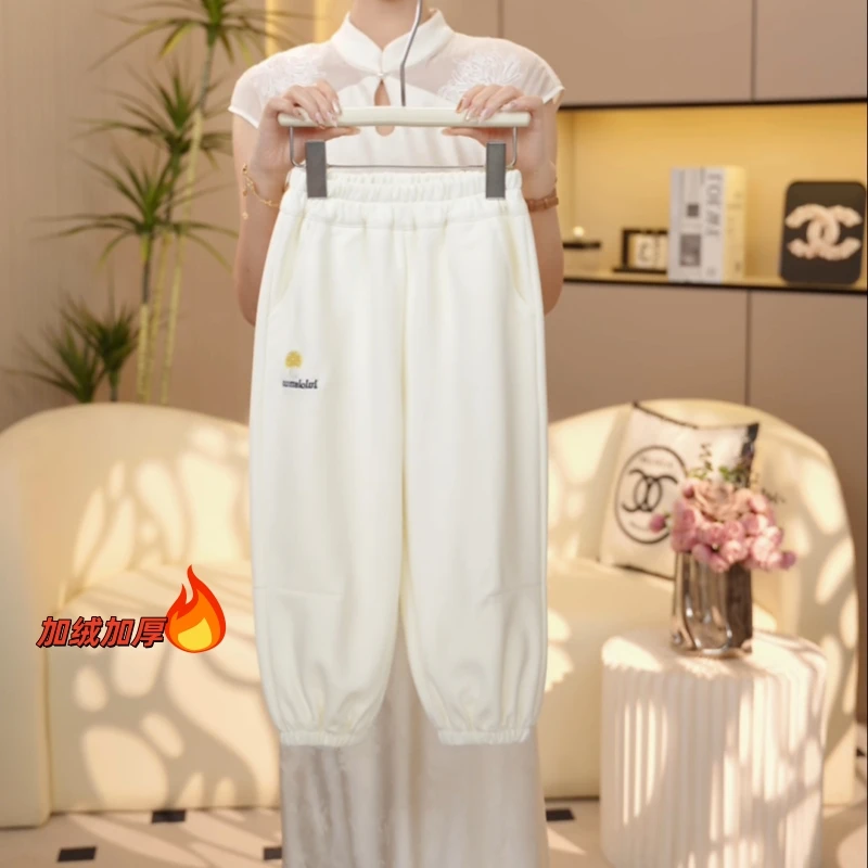 【糖宝魔豆】女童加绒休闲裤冬款2025新款秋季一体绒加厚中大童裤子