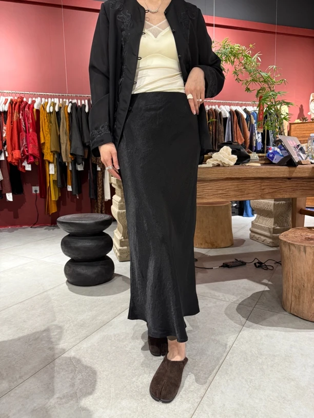 WENZHANG.时尚休闲百搭醋酸鱼尾半裙