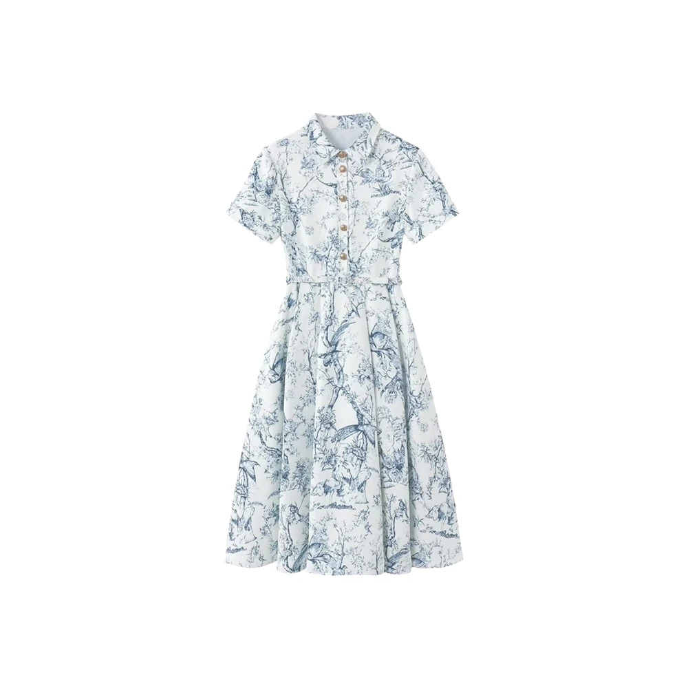 2025wj连衣裙优雅提花复古长裙法式碎花套头常规#1-QZ-01