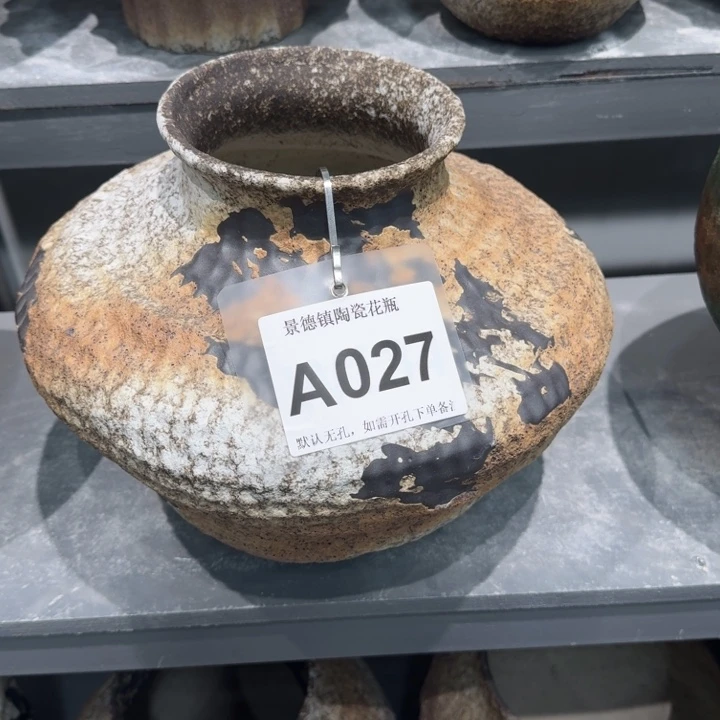 竹****瓷片景德镇高温花器编码027高28口12默认无孔