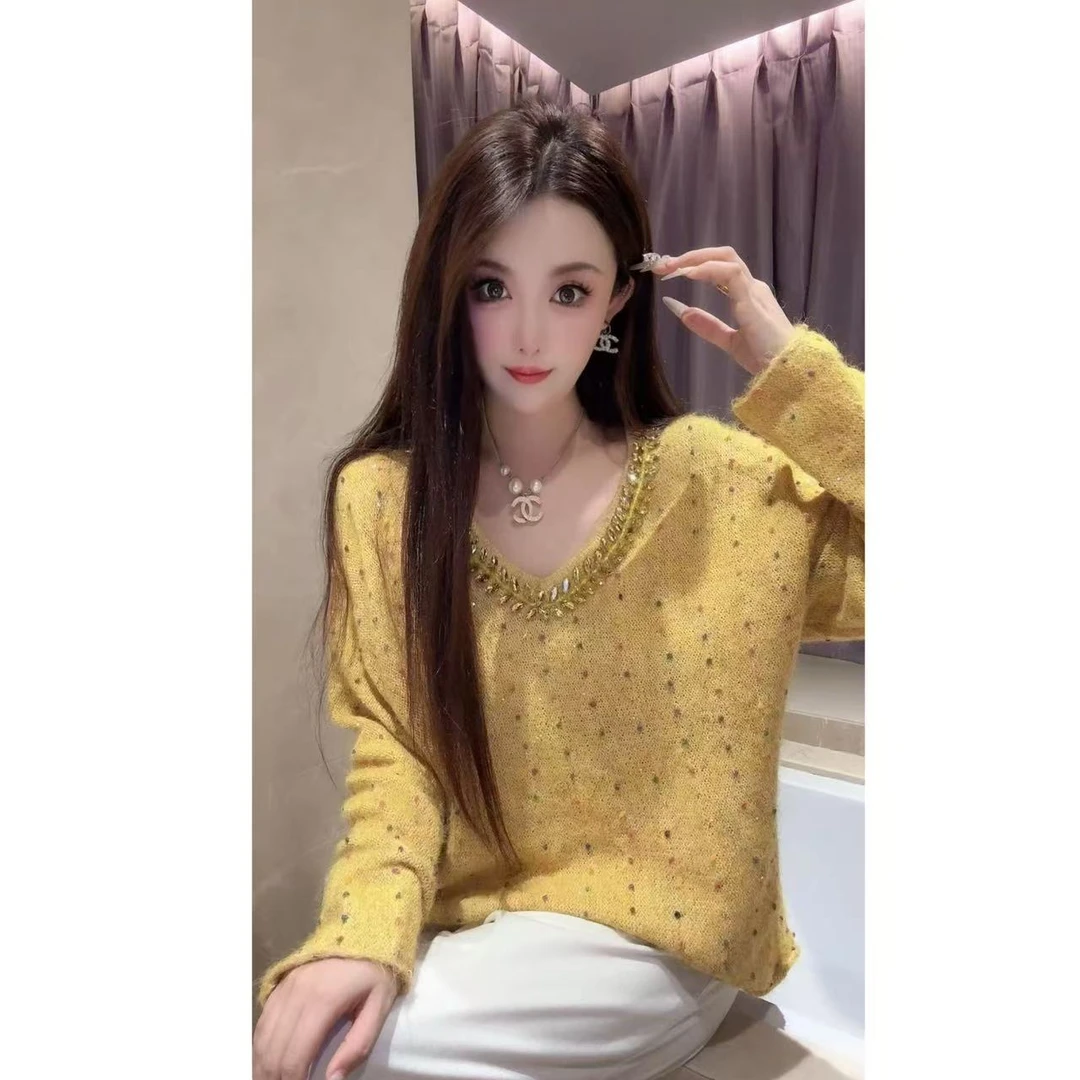 JY&JY橙子大大【彩虹芬芳】重工钉珠彩虹点点毛衣上衣 16451