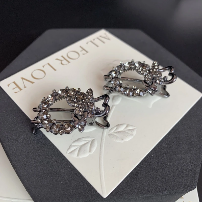 K385【金闪闪】3厘米定制满钻蝴蝶鸭嘴夹两只装