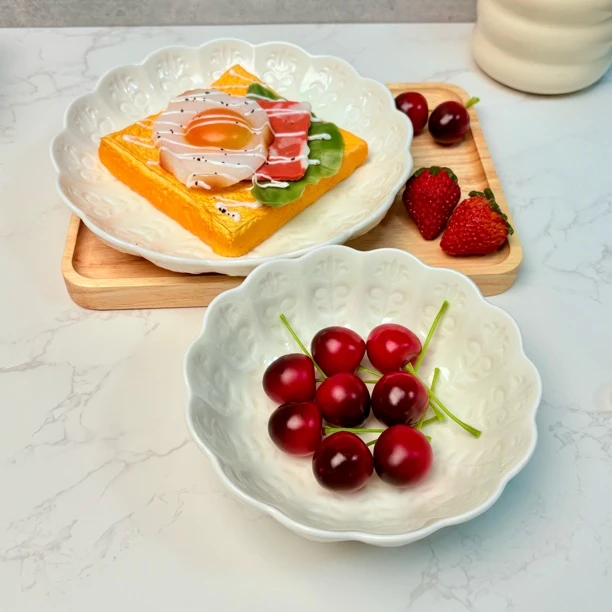 雅韵系列月饼（菊白）6寸汤碗8寸汤盘陶瓷碗盘餐具中秋必备简约