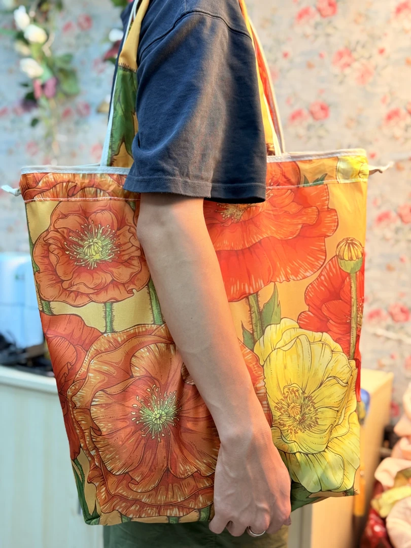 大容量抽绳购物袋可折叠防水买菜手提袋折叠便携环保单肩收纳袋