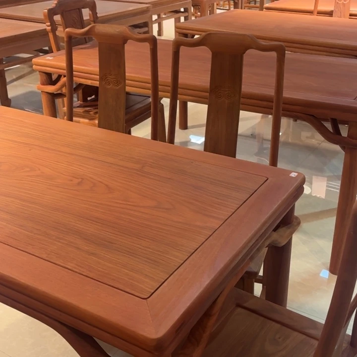 火***?花梨木类成套家具缅花圆包圆127餐桌➕6椅