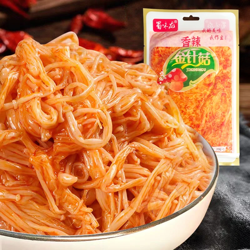 香辣金针菇200g*8袋香辣下饭菜开袋即食咸菜正宗开胃