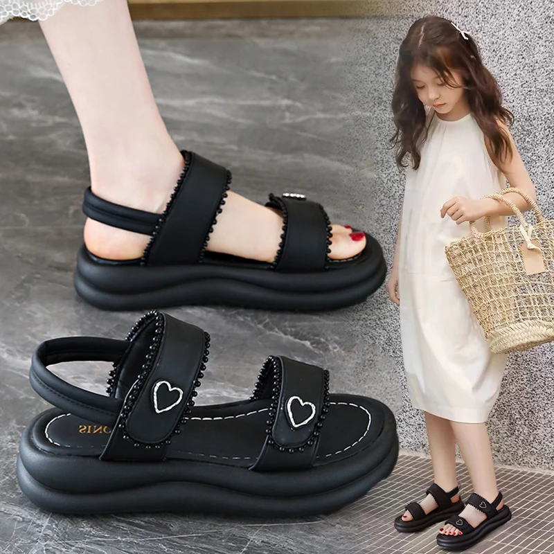 女童凉鞋夏款2025新款儿童沙滩鞋软底运动凉鞋中大童女罗马公主鞋