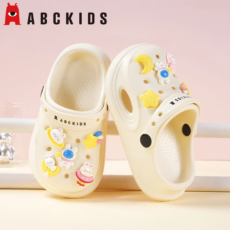Abckids儿童洞洞鞋女童拖鞋夏季EVA踩屎感防滑外穿女孩厚底沙滩鞋