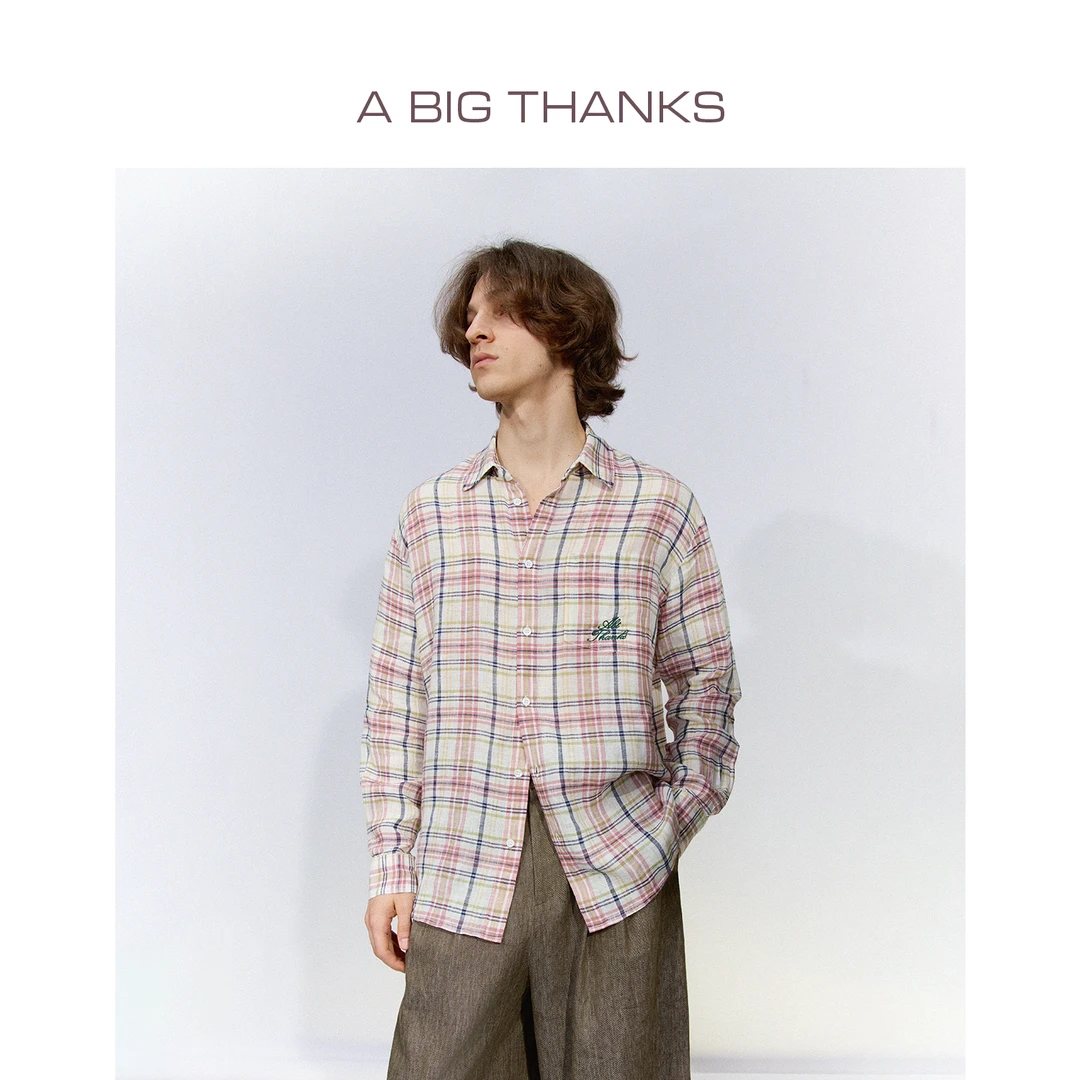 abigthanks 格纹亚麻衬衫 ABT2022537