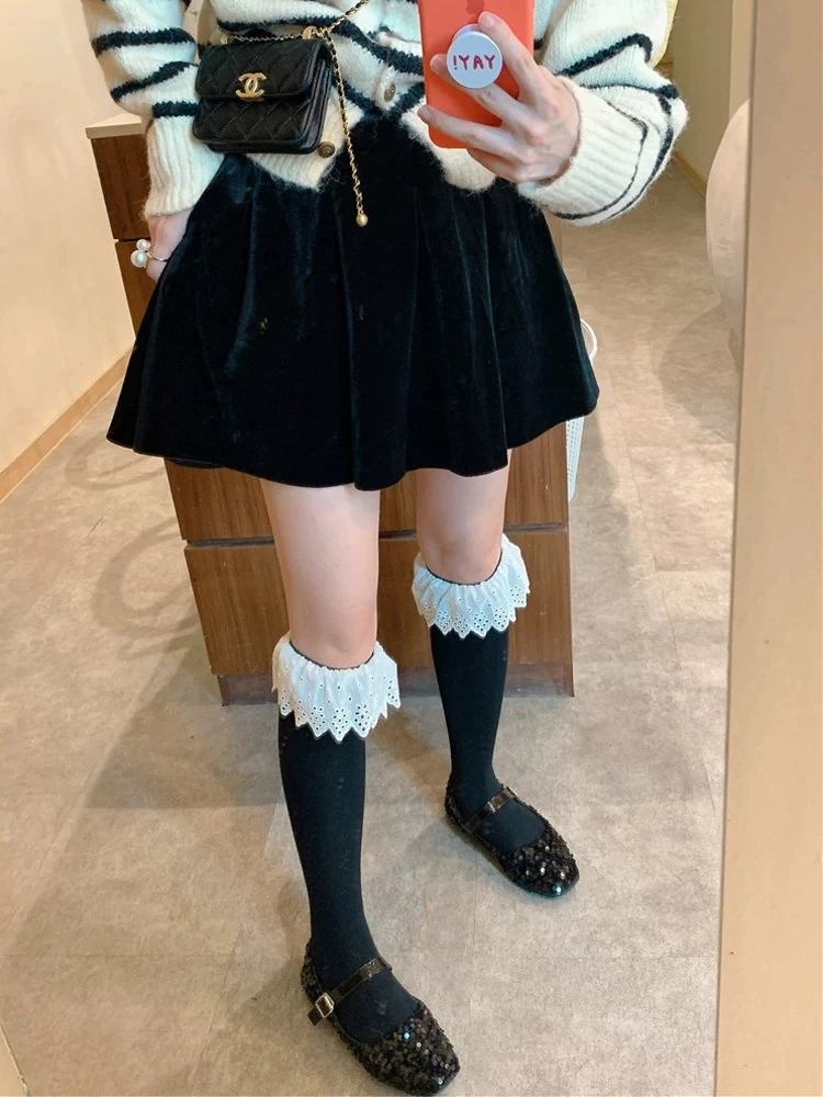 F【现货】秋冬百搭ins纯色A字半身裙 10046C