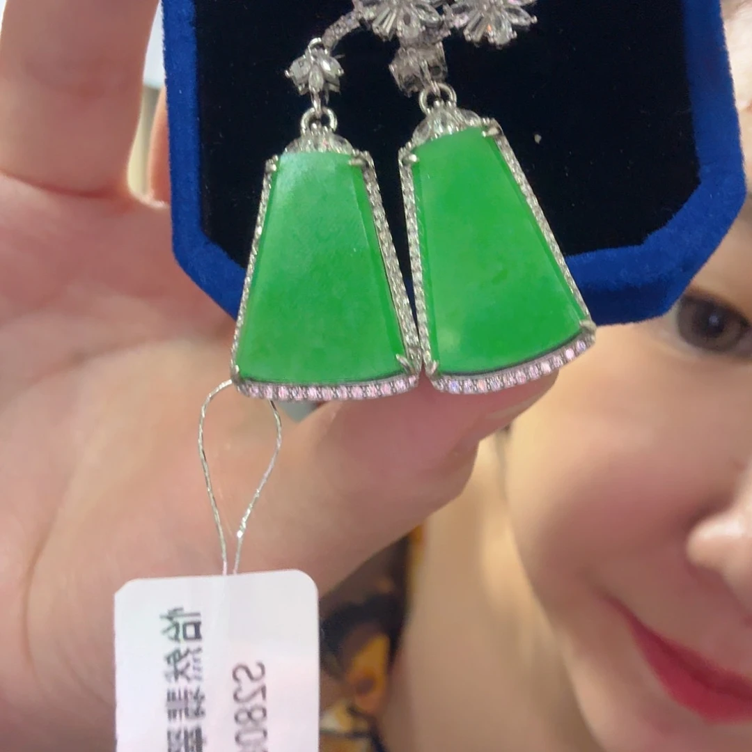 翡翠银S925镶嵌耳饰耳饰