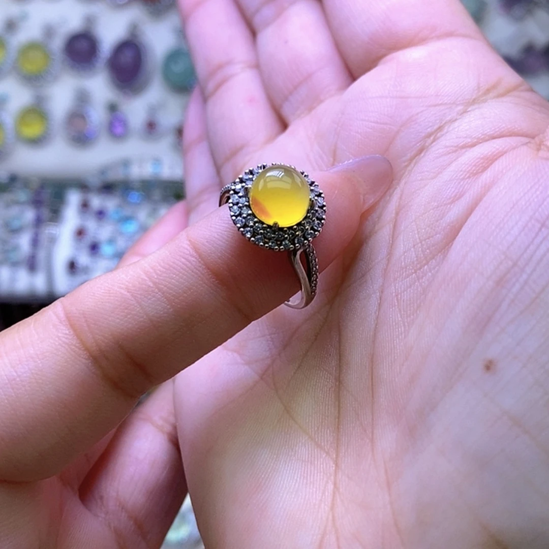 岫玉银S925镶嵌戒指